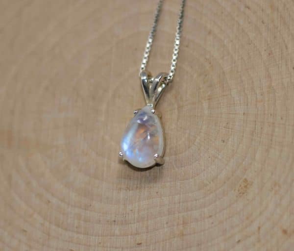Silver Rainbow Moonstone Gemstone Necklace | Healing June Birthstone Necklace - Image 9