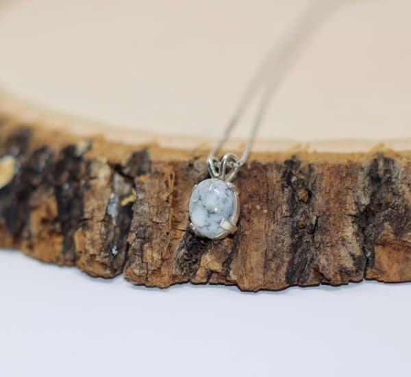 Tiny Dendritic Opal Gemstone Necklace for Women | Delicate Sterling Silver Opal Necklace Pendant