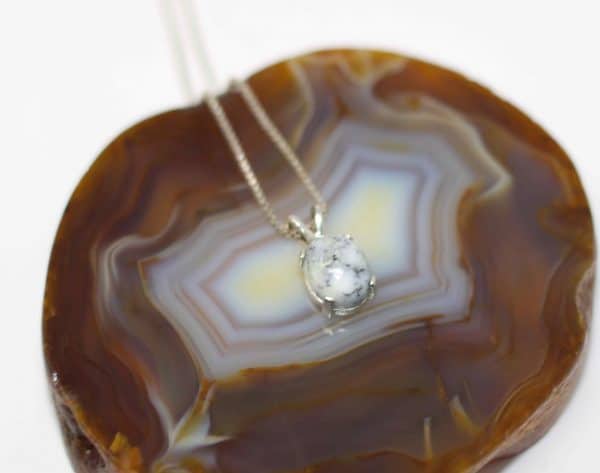 Tiny Dendritic Opal Gemstone Necklace for Women | Delicate Sterling Silver Opal Necklace Pendant - Image 4