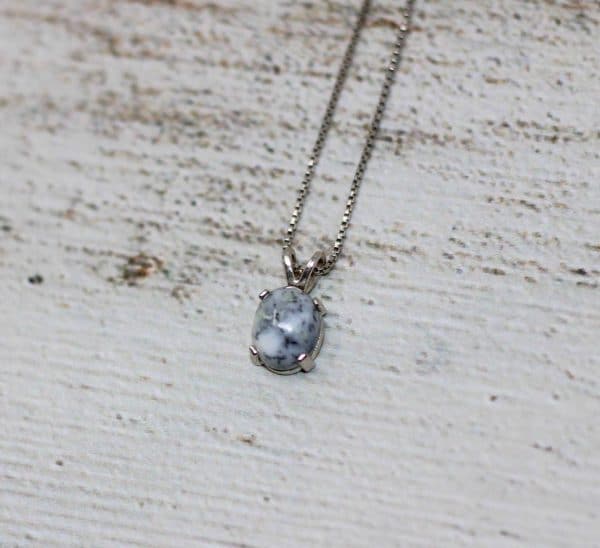 Tiny Dendritic Opal Gemstone Necklace for Women | Delicate Sterling Silver Opal Necklace Pendant - Image 5