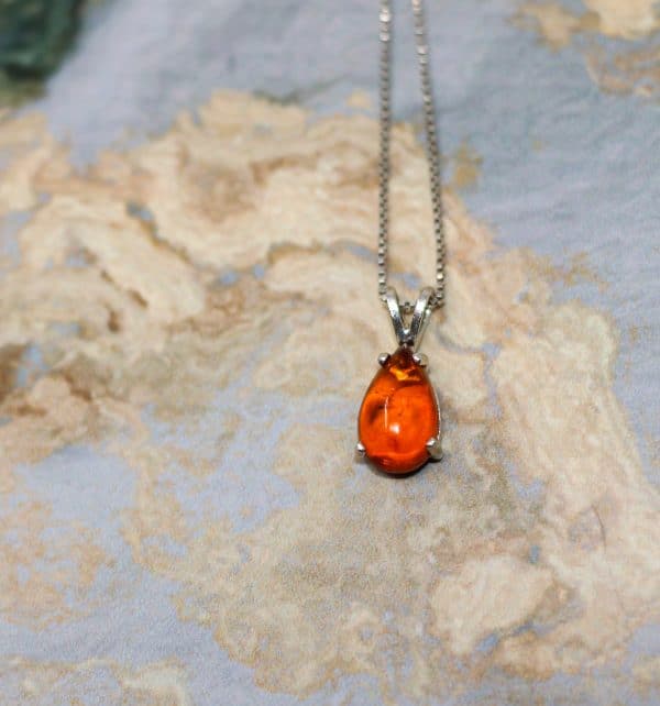 Dainty Baltic Amber Necklace for Women | Delicate Amber Jewelry for Women | 925 Silver Baltic Amber Necklace - Image 2