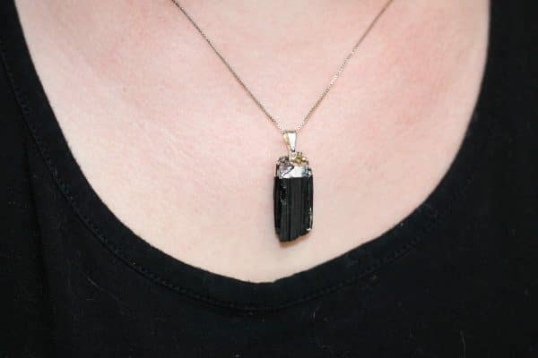 Raw Black Tourmaline Necklace | Crystal Tourmaline Pendant - Image 2