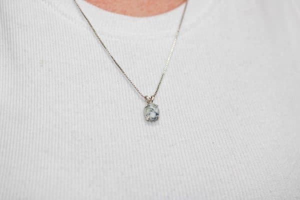 Tiny Dendritic Opal Gemstone Necklace for Women | Delicate Sterling Silver Opal Necklace Pendant - Image 8
