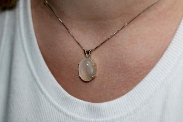 White Cat's Eye Moonstone Necklace | Handmade June Birthstone Necklace - Image 10