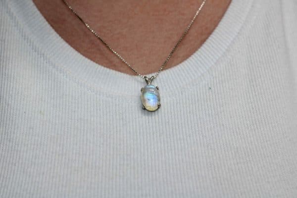 Handmade Rainbow Moonstone Necklace | 925 Silver June Birthstone Pendant - Image 2