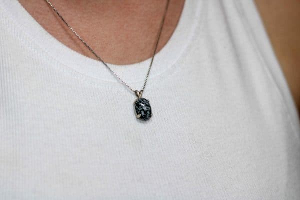 Snowflake Obsidian Necklace | Black Obsidian Crystal Necklace - Image 2