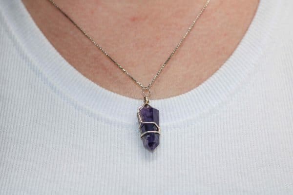 Wire Wrap Amethyst Necklace | February Birthstone Necklace - Image 2