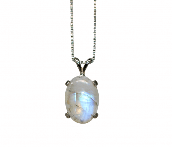 Handmade Rainbow Moonstone Necklace | 925 Silver June Birthstone Pendant
