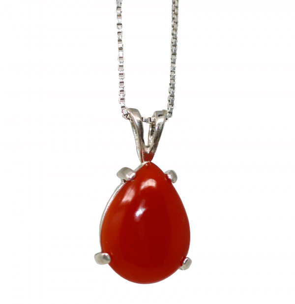 Carnelian Necklace | 925 Silver Carnelian Birthstone Pendant