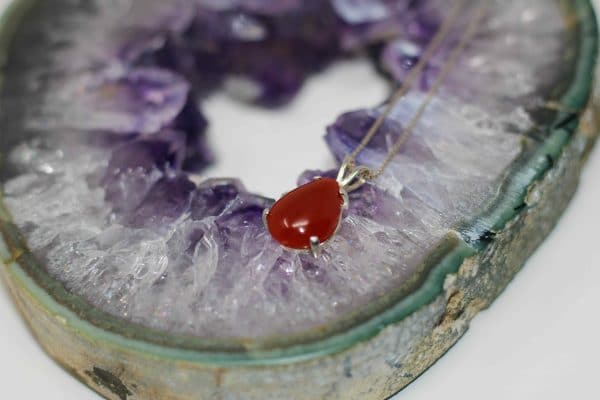 Carnelian Necklace | 925 Silver Carnelian Birthstone Pendant - Image 8