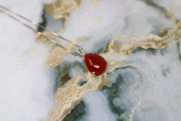 Carnelian Necklace | 925 Silver Carnelian Birthstone Pendant - Image 4