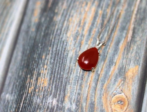 Carnelian Necklace | 925 Silver Carnelian Birthstone Pendant - Image 3