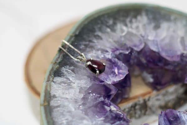 Sterling Silver Red Garnet Necklace | January Birthstone Necklace - Image 6