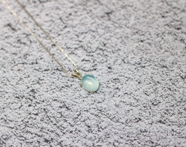 Aqua Blue Chalcedony Necklace | Dainty 925 Silver Necklace - Image 6