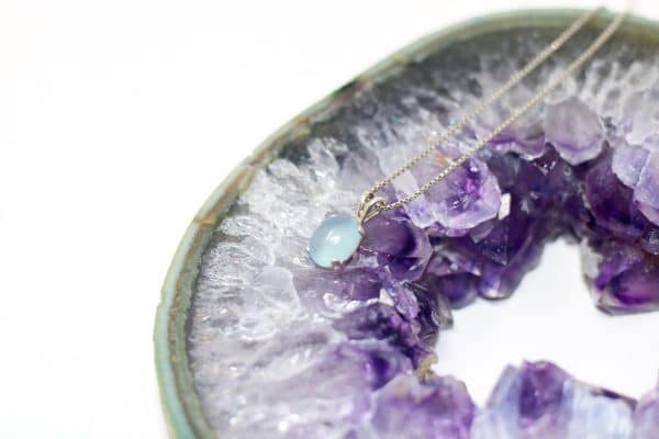 Aqua Blue Chalcedony Necklace | Dainty 925 Silver Necklace - Image 3