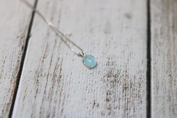 Aqua Blue Chalcedony Necklace | Dainty 925 Silver Necklace - Image 5
