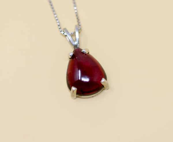 Sterling Silver Red Garnet Necklace | January Birthstone Necklace