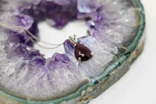 Dainty 925 Silver Garnet Necklace - Image 2