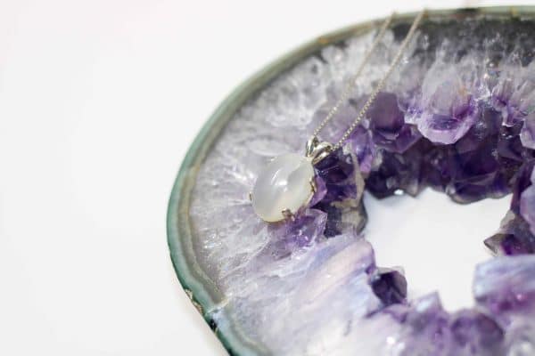 White Cat's Eye Moonstone Necklace | Handmade June Birthstone Necklace - Image 8