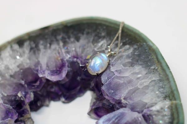 Handmade Rainbow Moonstone Necklace | 925 Silver June Birthstone Pendant - Image 3