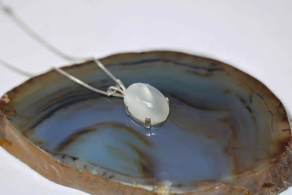 White Cat's Eye Moonstone Necklace | Handmade June Birthstone Necklace - Image 7