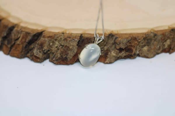 White Cat's Eye Moonstone Necklace | Handmade June Birthstone Necklace - Image 5