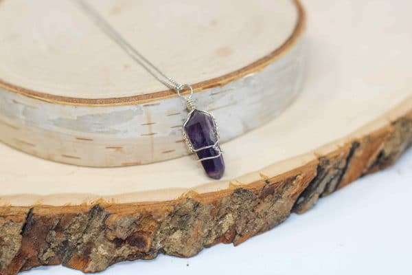 Wire Wrap Amethyst Necklace | February Birthstone Necklace - Image 3