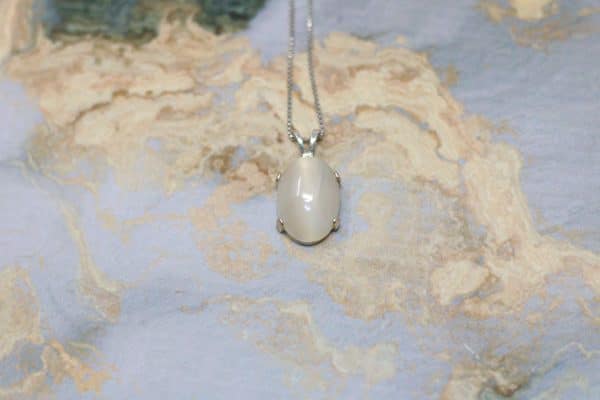 White Cat's Eye Moonstone Necklace | Handmade June Birthstone Necklace - Image 4