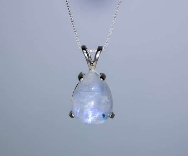 Handmade Rainbow Moonstone Necklace | June Birthstone Moonstone Pendant | Sterling Silver Gemstone Necklace - Image 6