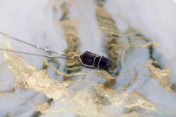 Wire Wrap Amethyst Necklace | February Birthstone Necklace - Image 4