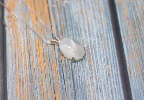 White Cat's Eye Moonstone Necklace | Handmade June Birthstone Necklace