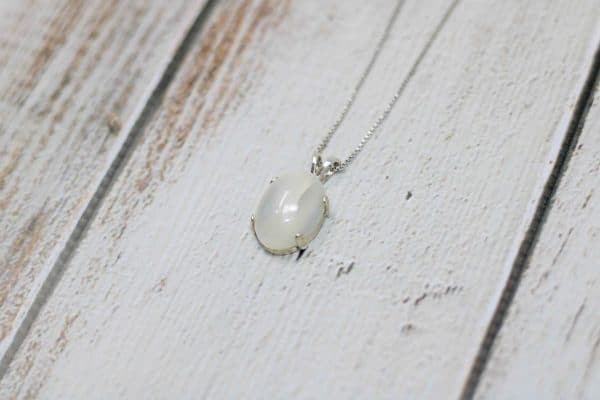 White Cat's Eye Moonstone Necklace | Handmade June Birthstone Necklace - Image 3