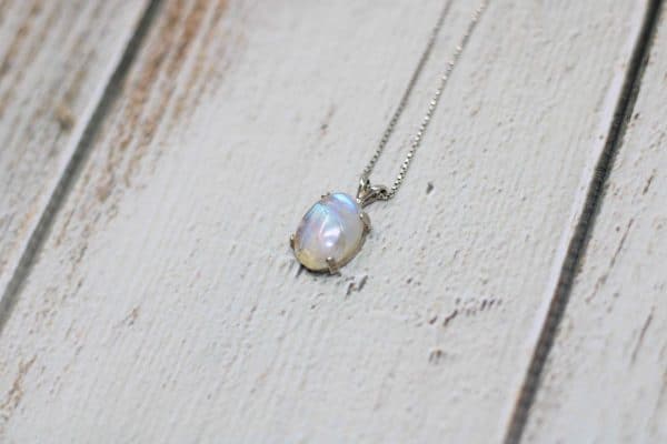 Handmade Rainbow Moonstone Necklace | 925 Silver June Birthstone Pendant - Image 9