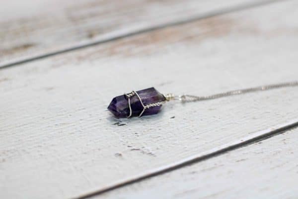 Wire Wrap Amethyst Necklace | February Birthstone Necklace - Image 5