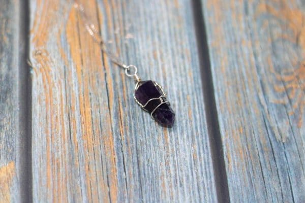 Wire Wrap Amethyst Necklace | February Birthstone Necklace - Image 6