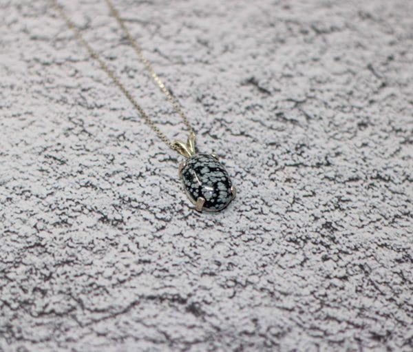 Snowflake Obsidian Necklace | Black Obsidian Crystal Necklace - Image 3