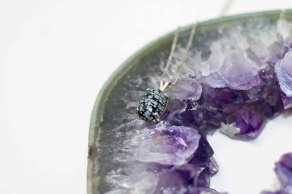 Snowflake Obsidian Necklace | Black Obsidian Crystal Necklace - Image 6