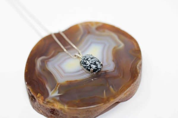 Snowflake Obsidian Necklace | Black Obsidian Crystal Necklace - Image 4