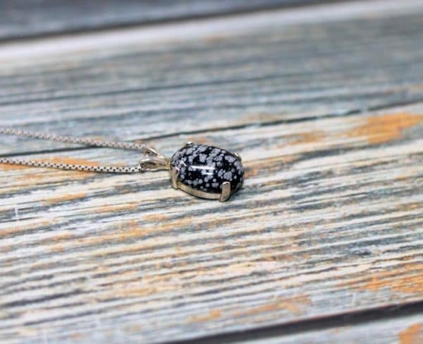 Snowflake Obsidian Necklace | Black Obsidian Crystal Necklace