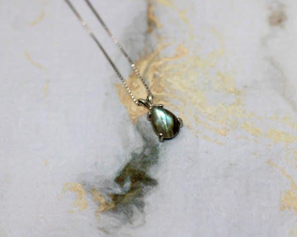 Dainty Labradorite Necklace | Sterling Silver Crystal Pendant - Image 7