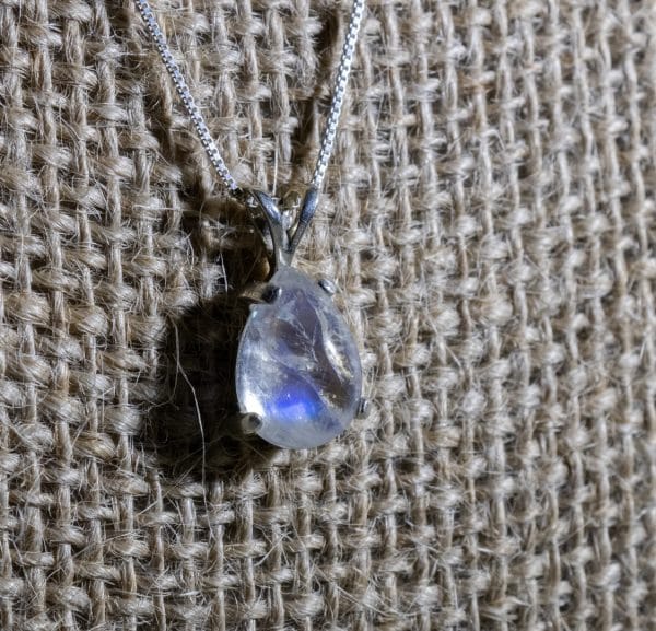 Handmade Rainbow Moonstone Necklace | June Birthstone Moonstone Pendant | Sterling Silver Gemstone Necklace - Image 7