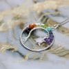 7 Chakra Crystal Tree of Life Necklace | Wire Wrapped Turtle Pendant - Image 5