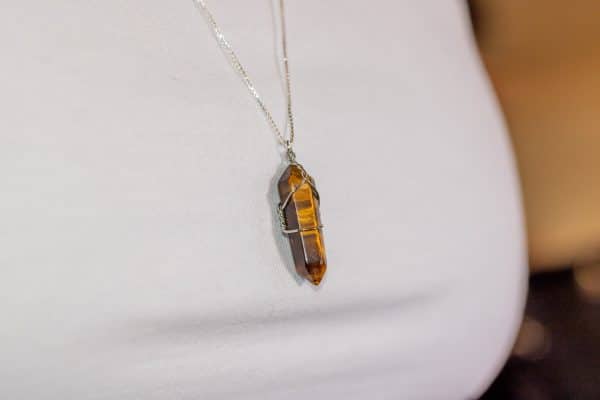 Wire Wrap Tiger Eye Necklace | Tigers Eye Stone Necklace - Image 4