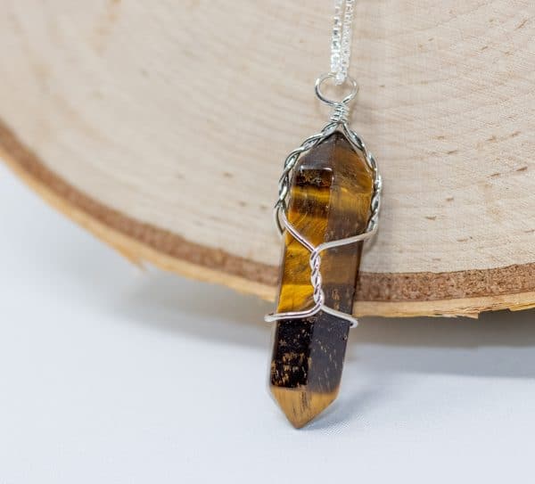 Wire Wrap Tiger Eye Necklace | Tigers Eye Stone Necklace