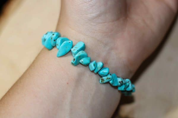 Turquoise Stretch Bracelet | Handmade Turquoise Crystal Bracelet - Image 4