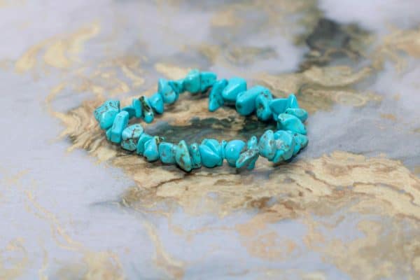 Turquoise Stretch Bracelet | Handmade Turquoise Crystal Bracelet - Image 2