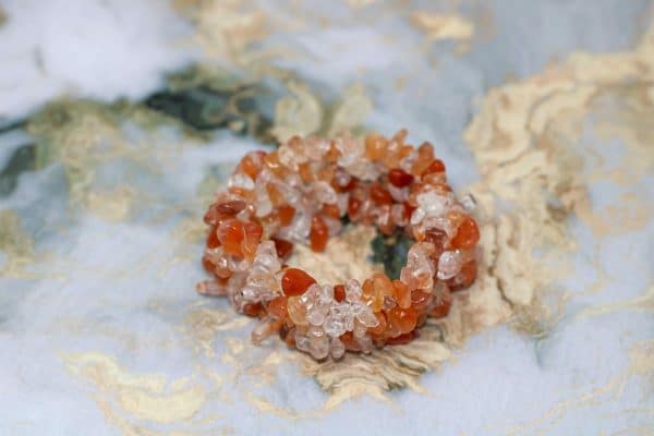 Carnelian Bracelet | Stretchy Beaded Cuff Bracelet