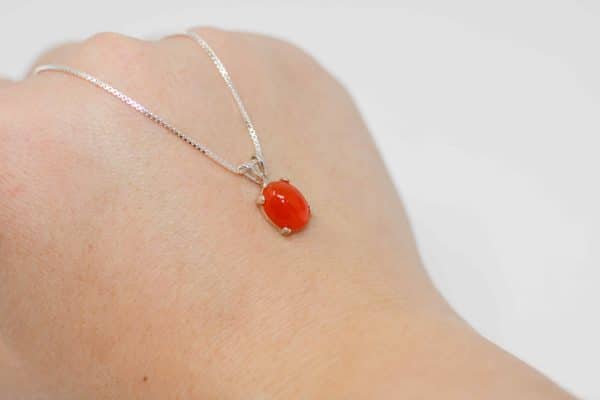 Dainty Sterling Silver Carnelian Necklace - Image 6