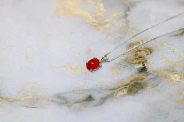 Dainty Sterling Silver Carnelian Necklace - Image 5