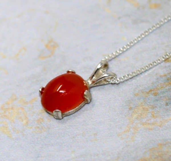 Dainty Sterling Silver Carnelian Necklace